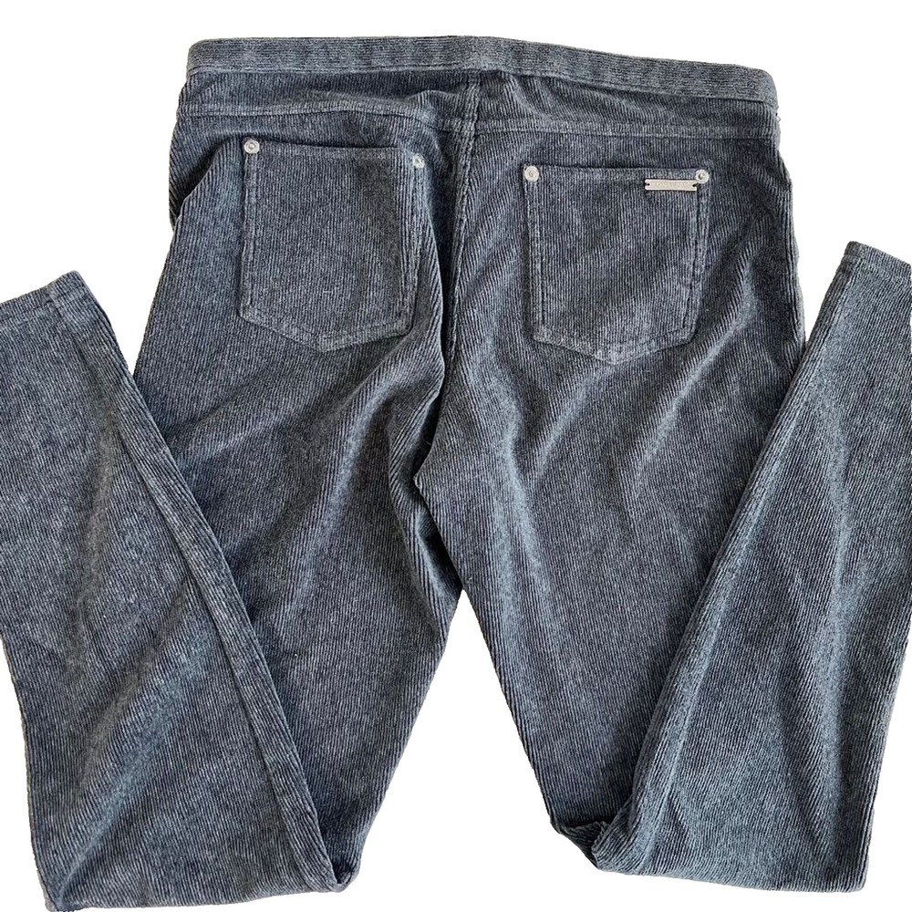 Michael Kors Women's Gray Ribbed Velour Leggings Slim‎ Leg Pants Jeggings M